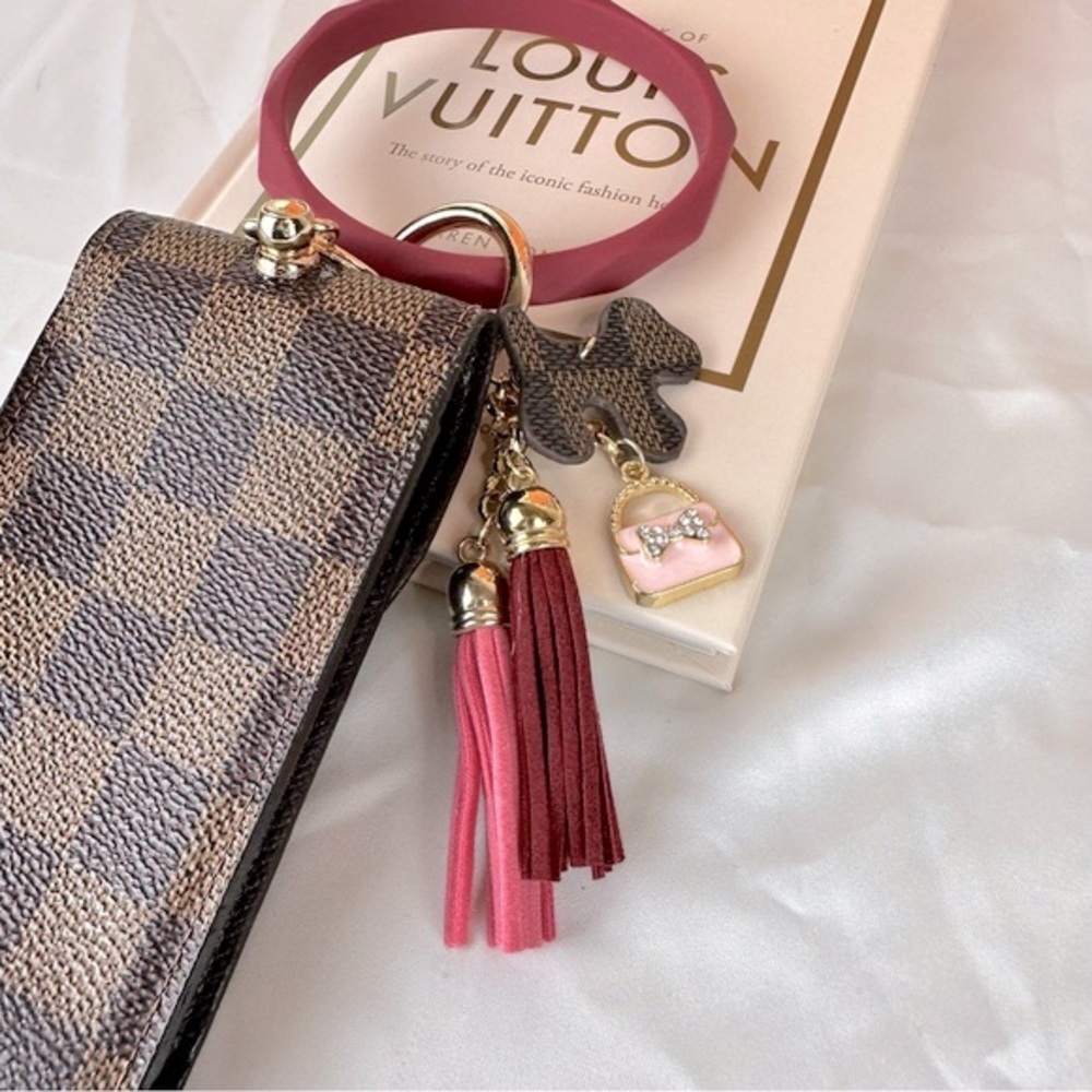 Louis Vuitton Damier Ebene mini pouch wristlet with charms - Picture 4 of 10
